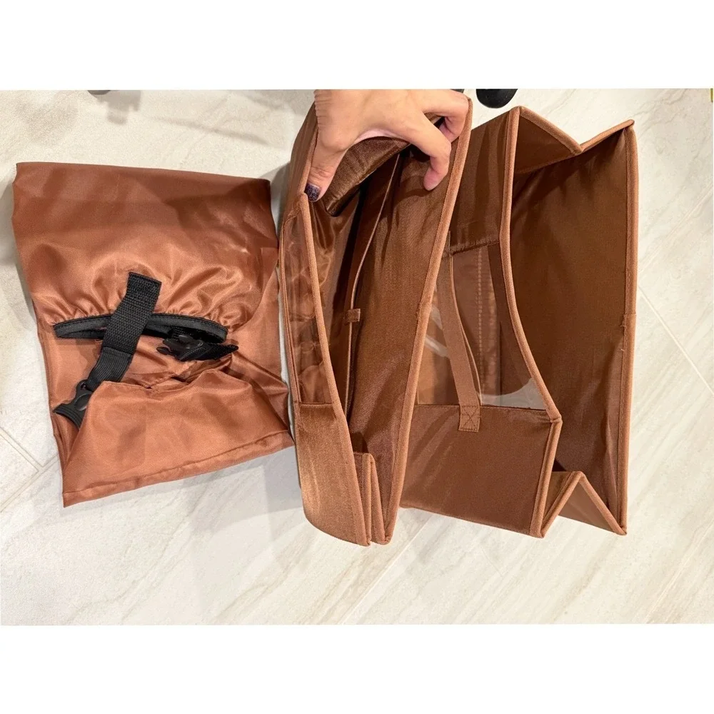 NWT Joy & Iman Cognac Brown Split Leather 4 Wheel Spinner Carry On Suitcase